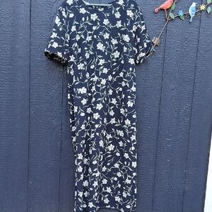 Kathie Lee Long Maxi Dress Blue White Flowers